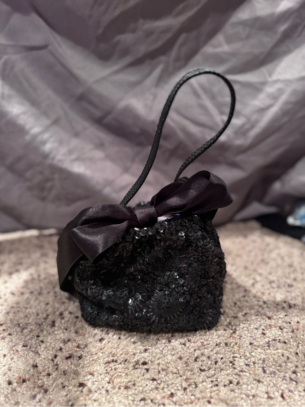 Adrienne Vittadini Sparkle Bow Black Sequin Wristlet - Women Bags